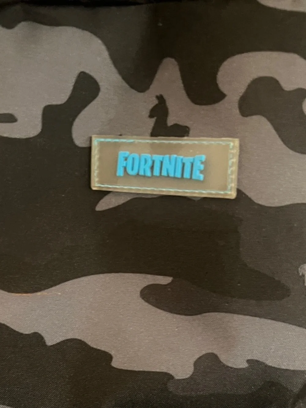 EUC Fortnite Black Camouflage Backpack with Blue Accents